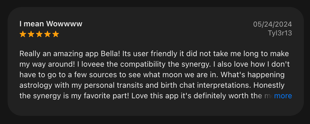 User review from the App Store